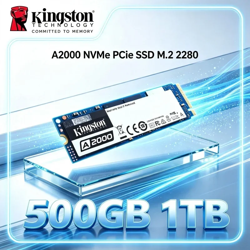 Kingston A2000 M.2 2280 NVMe PCIe SSD para Atualização de Armazenamento 3D TLC 250GB 500GB 1TB Unidade de Estado Sólido Interna para Laptop e PC de Mesa