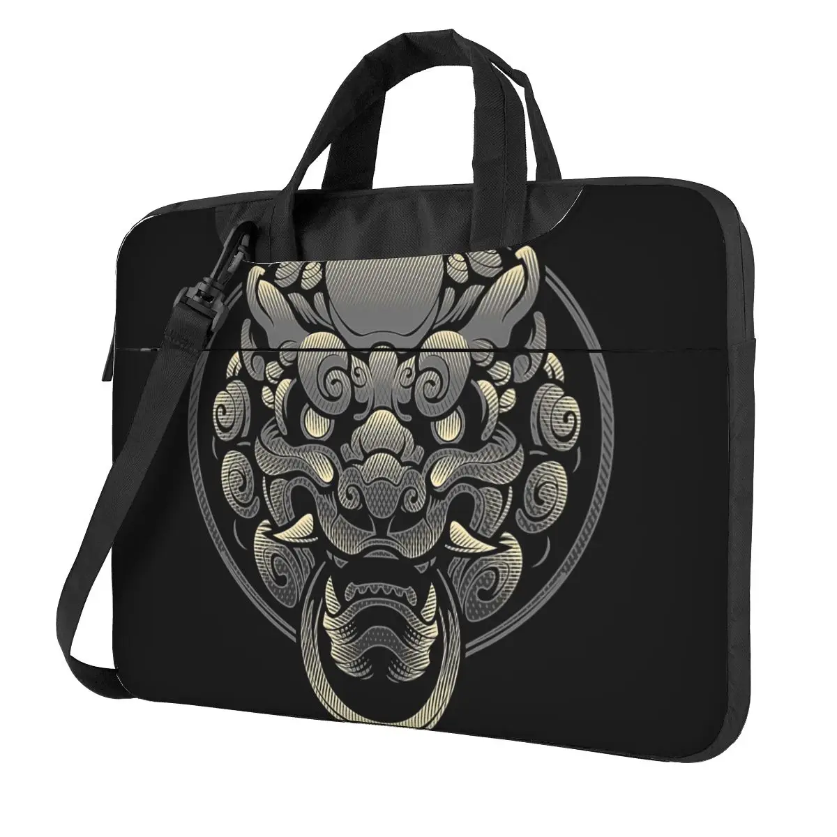 Komainu - The Lion Dog Guardian Laptop Bag Case Protective Vintage Computer Bag Bicycle Crossbody Laptop Pouch