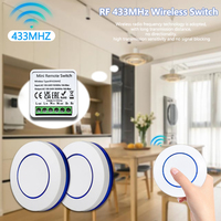 220V LED Lamp DIY Home Auto Wireless 433MHz Remote Control Switch Mini Round Button Panel Switch 16A Relay Receiver Module