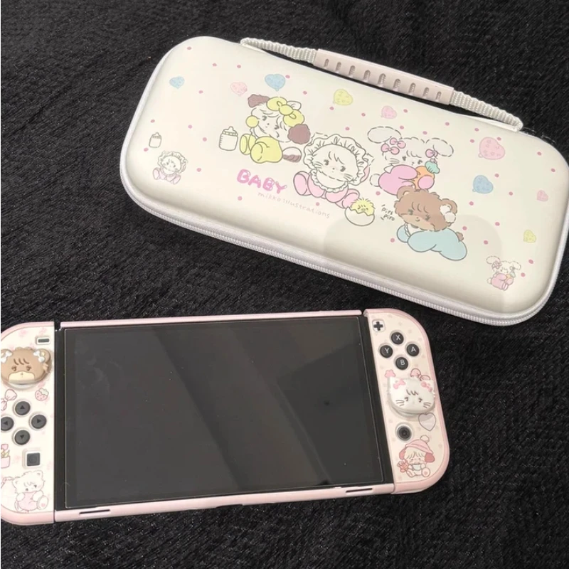 

Симпатичная портативная сумка для хранения игровой консоли с мультяшным рисунком, водонепроницаемый жесткий чехол большой емкости с отделениями для карт для портативных игровых приставок