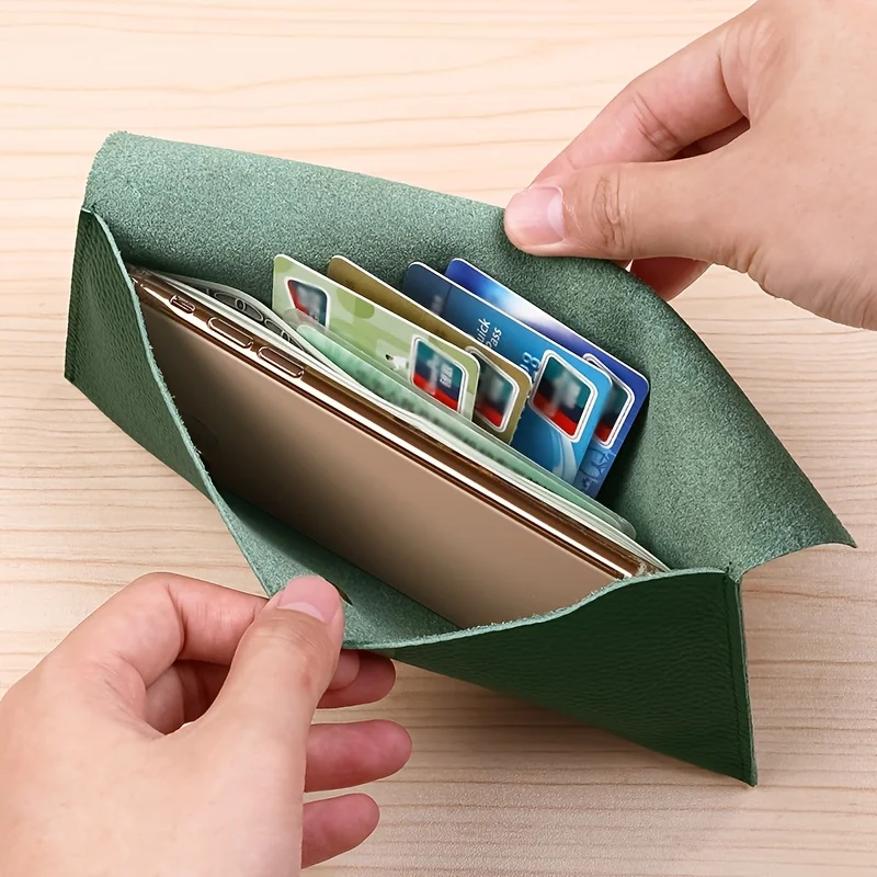 Tas penyimpanan uang tunai berkapasitas besar, dompet koin bernilai tinggi khusus, wadah penyimpanan amplop lembut dari kulit, semuanya terbuat dari kulit sapi, kecerdasan