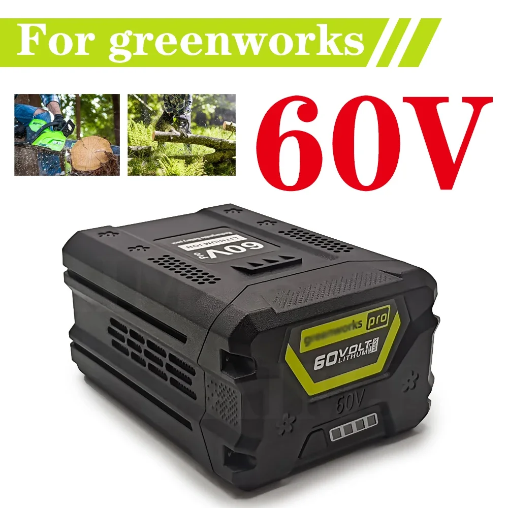 for Greenworks pro 60V Lawn Mower Trimmers Edgers Chainsaws Pole Saws Blower 60V Rechargeable Battery 10000mAh Lithium-ion