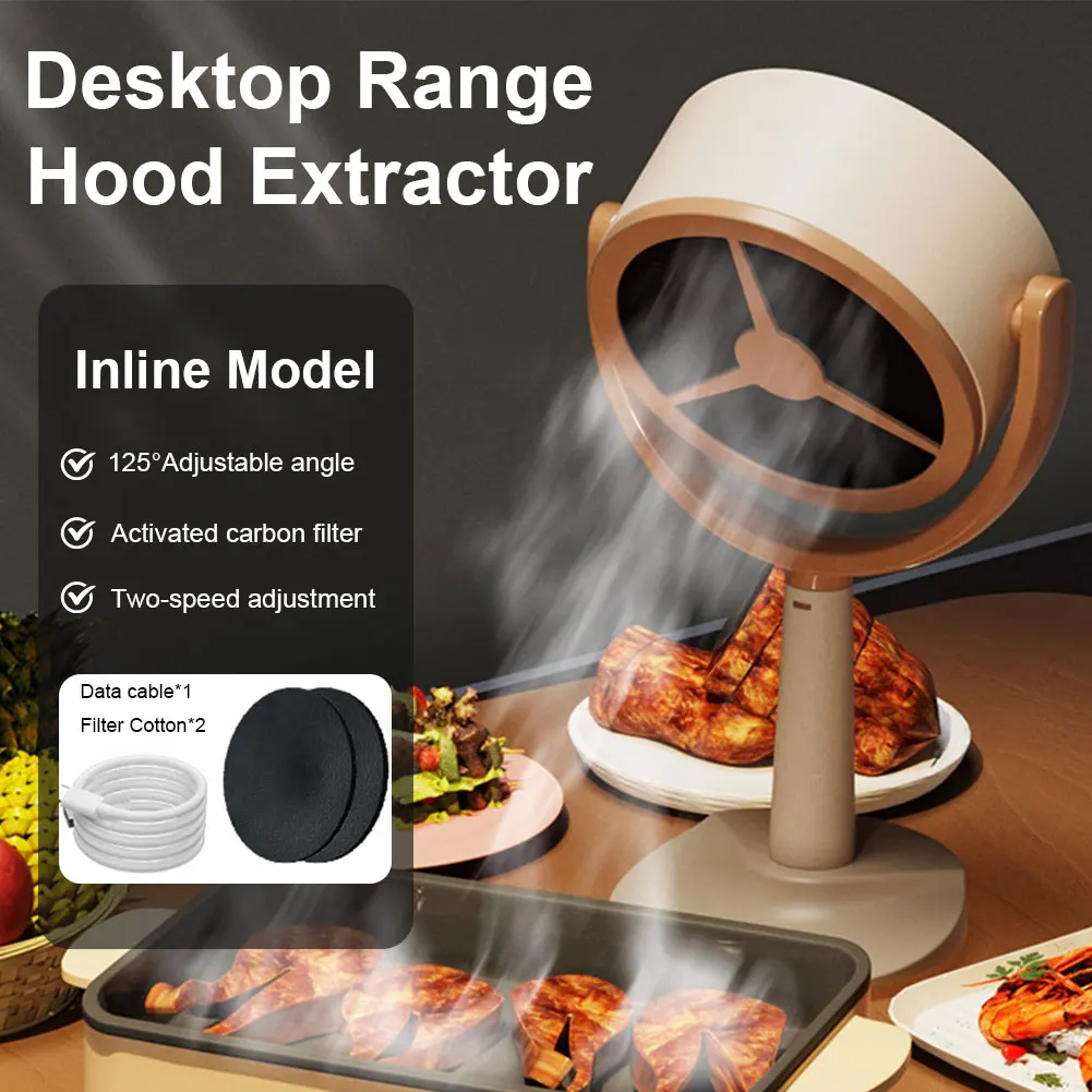 Desktop Range Hood Mini Range Hood Portable USB Charging Extractor Hood Adjustable Angle for Indoor BBQ Hot Pot view 2