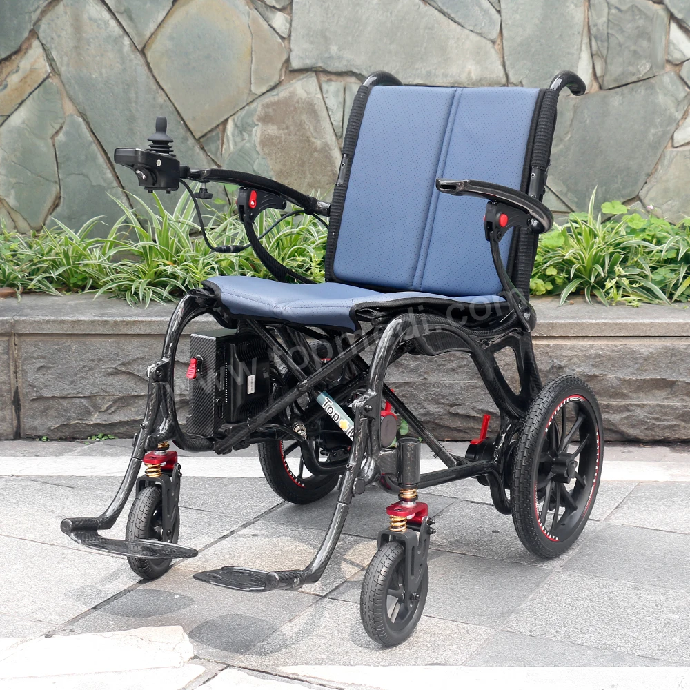 

Innovative Electric Wheelchair: Carbon Fiber Design, Quick-Fold Mechanism, & Interchangeable Battery Sizes