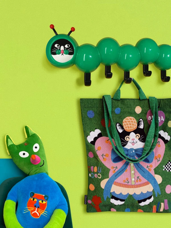 Original Uody Small Wealthy  Worm Clothes Hook Entrance Decorative Gift Creative Home Decoration Glass Steel Material