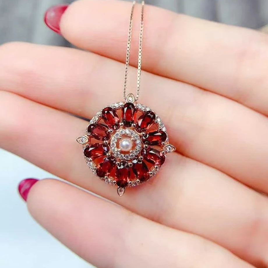 

Кулон из натурального граната, серебро 925 пробы, ожерелье, кулон для женщин, 3 мм * 5 мм, 3 карата, гранат мозамбика, серебряные украшения