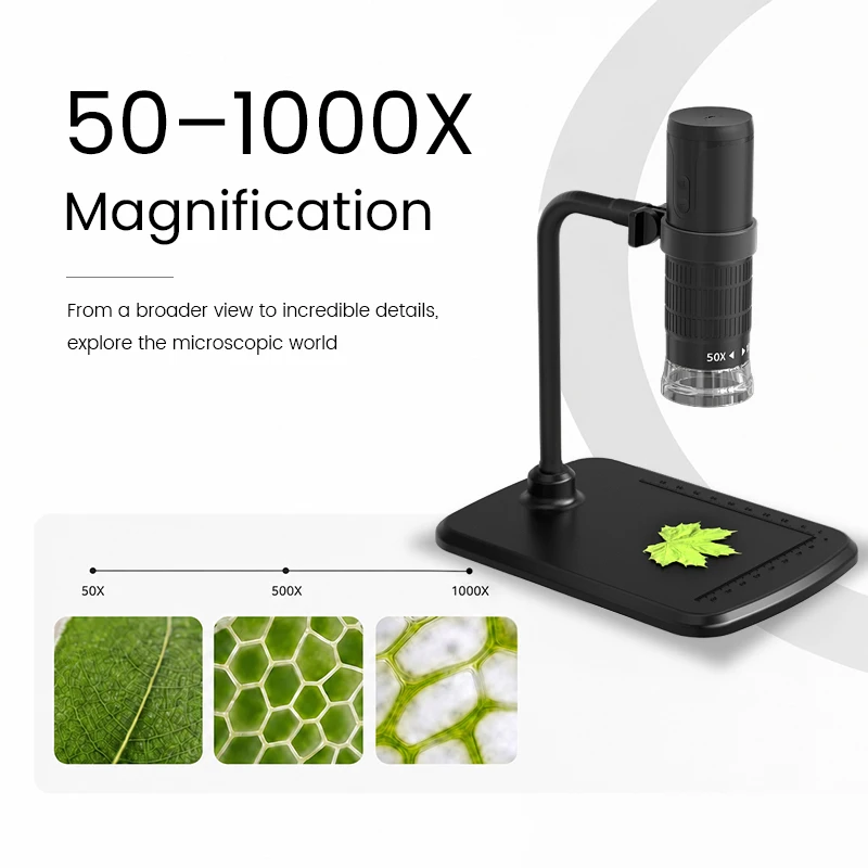 WIFI Digital Microscope Camera 50-1000X Magnification Pocket Video Microscope 8LEDs Handheld Electronic Magnifier for Phones PC