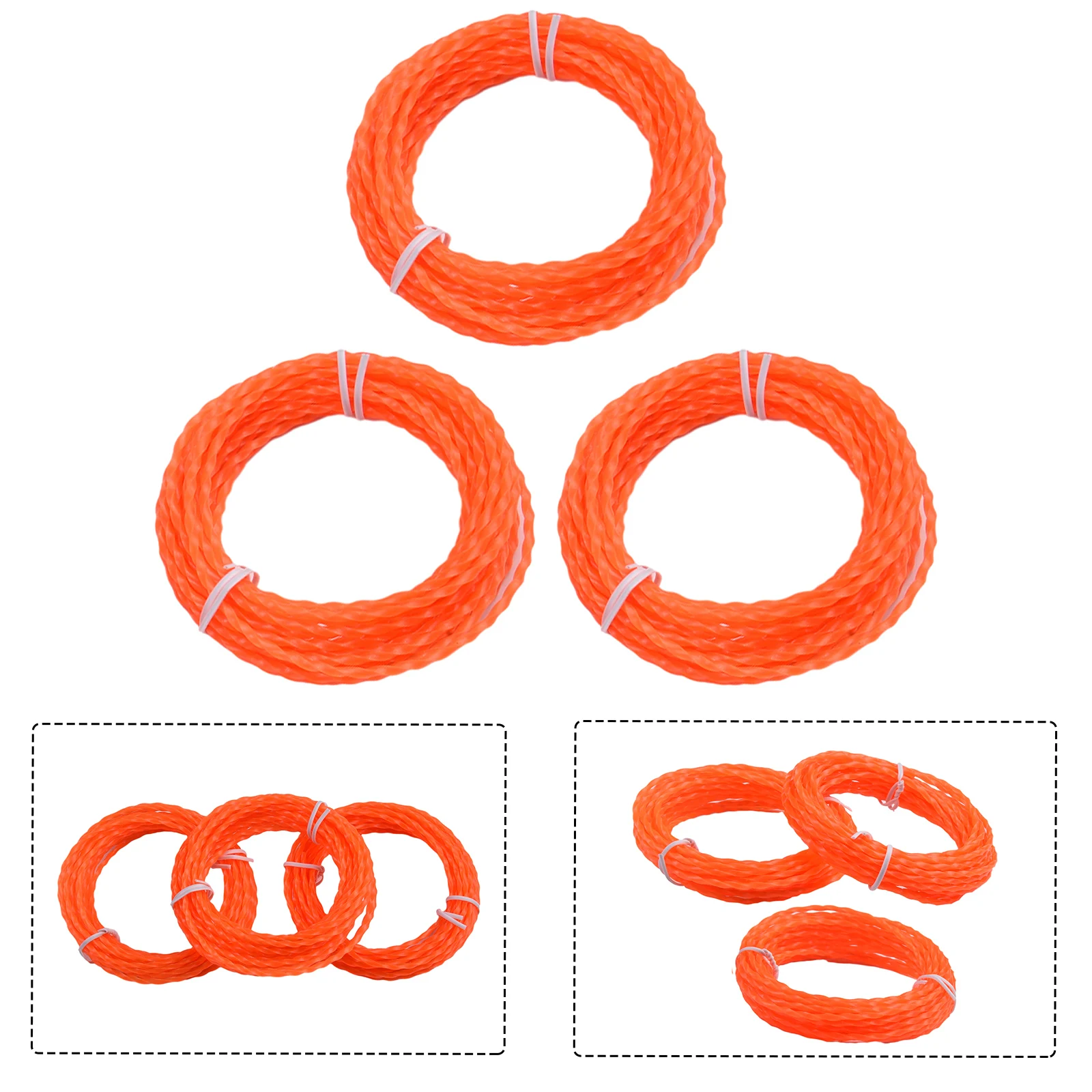 Accessoires de ligne torsadée pour tondeuse, 14 pieds/4.27M, 2.4mm de diamètre, 3 pièces/ensemble, cordes multi-têtes, Orange, haute qualité