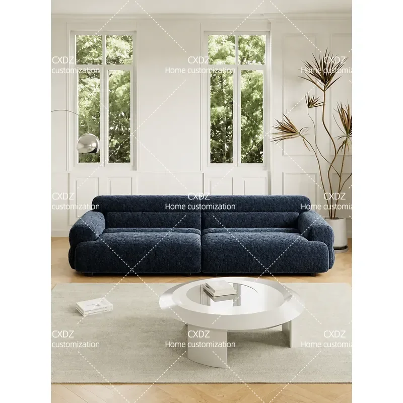Small Hibiscus Fabric Sofa Straight Row Minimalist Design for Small Apartment Living Room Medieval Style Toast Color