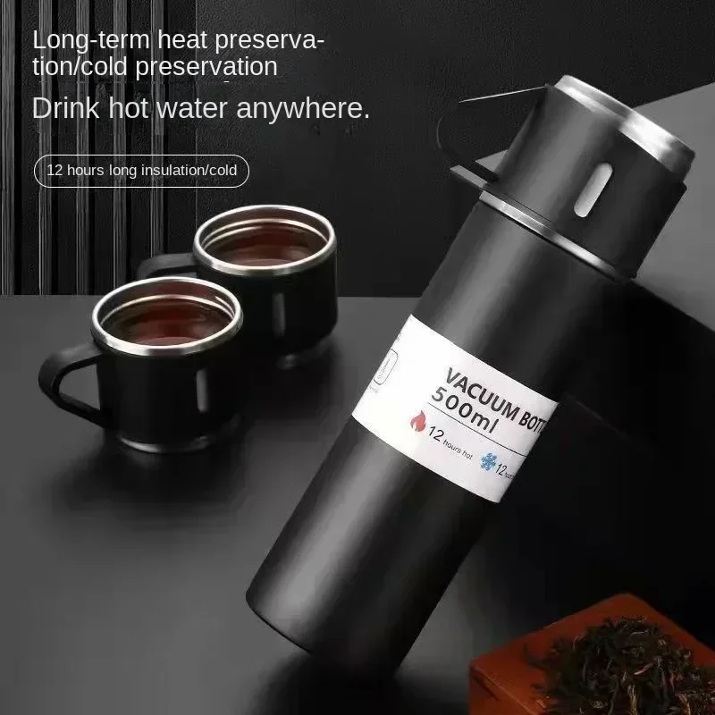 Stainless Steel Vacuum Insulated Bottle, Portable Bottle, Office Gift Set, Business Style Coffee Mug, Thermal Mug, 500ml, 304