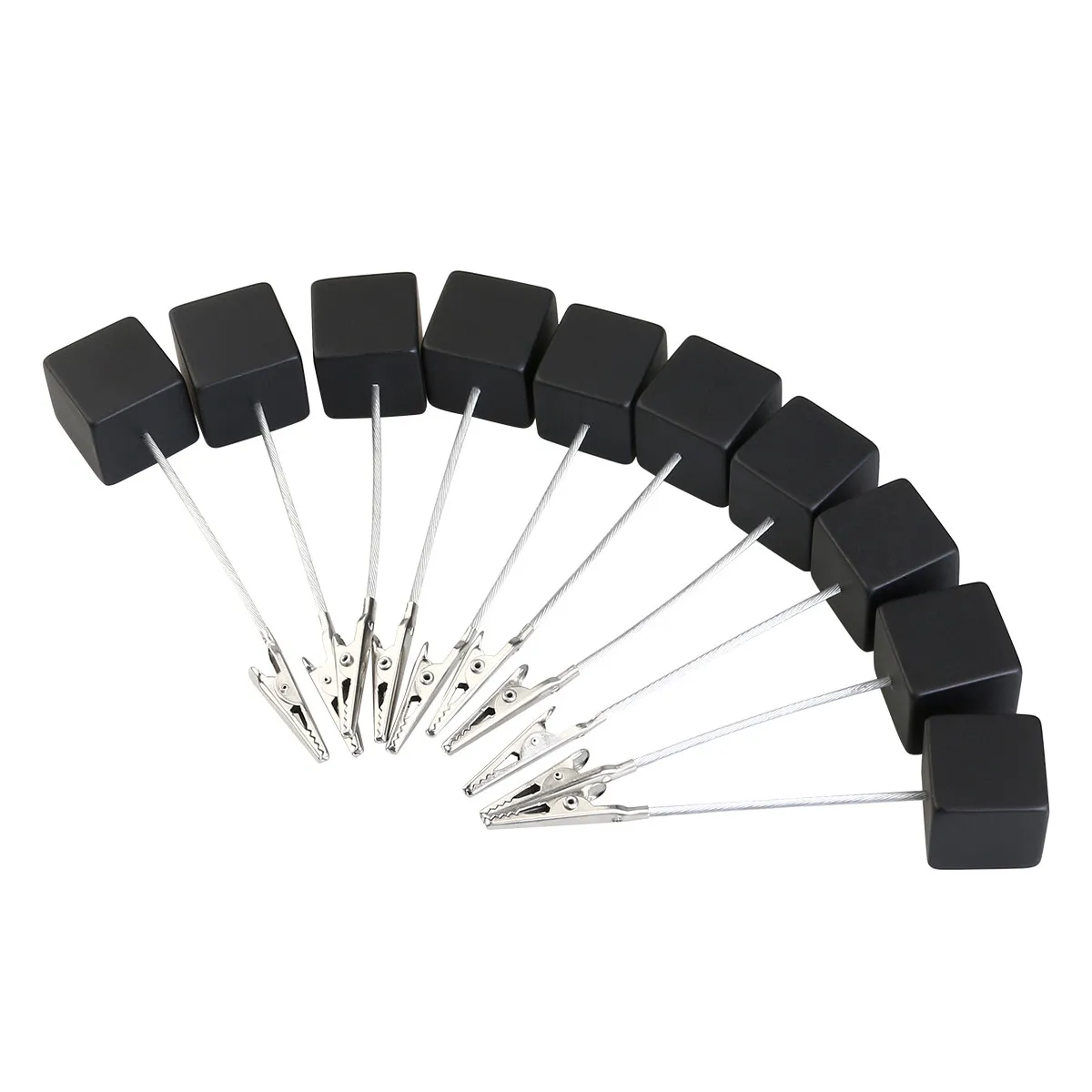 10pcs Memo Holder Black Resin Stainless Steel Cube Base Note Clip For Office Home Desktop Organizer Paper Photo Stand
