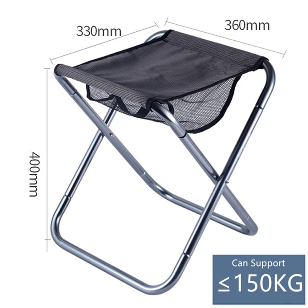 150KG Max Load Large Picnic Chair Adult Camping Chair Folding Stool Outdoor Portable Lightweight Seat for Fishing Hiking