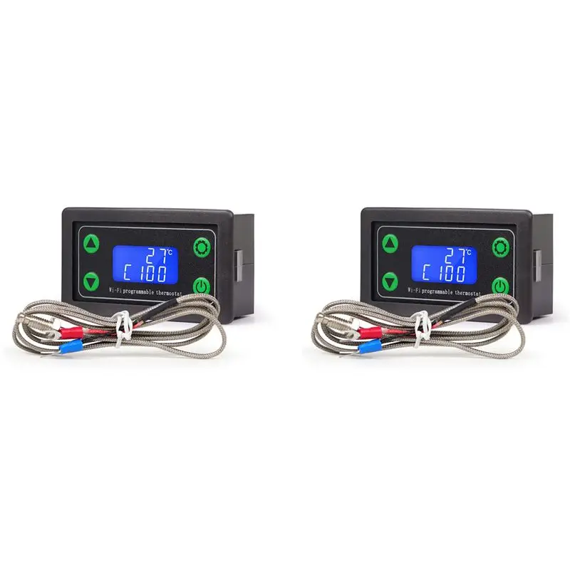 A02M-2X Tuya WIFI High Temperature Controller Digital Programmable Thermostat K-Type Thermocouple -99-999 Degrees ZFX-TW01