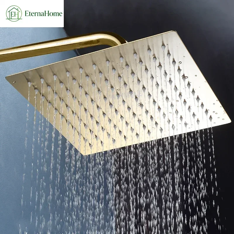 Rushed Gold Rainfall Shower Head 8