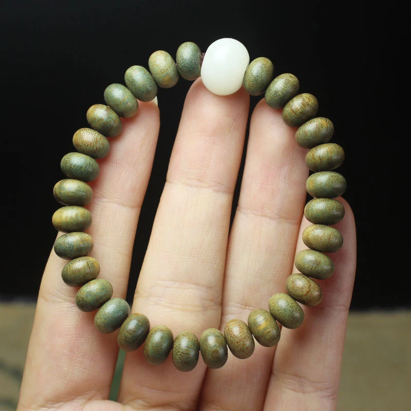 

Green Sandalwood Abacus Bead Bracelet, Buddhist Bead Bracelet, Couple's Jewelry, Wooden Craft