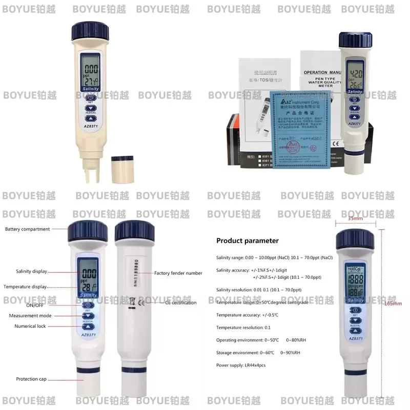 for AZ8371 Pen Type Digital Salinity Meter Electronic Seawater Salinity Detector Handheld Water Quality Tester