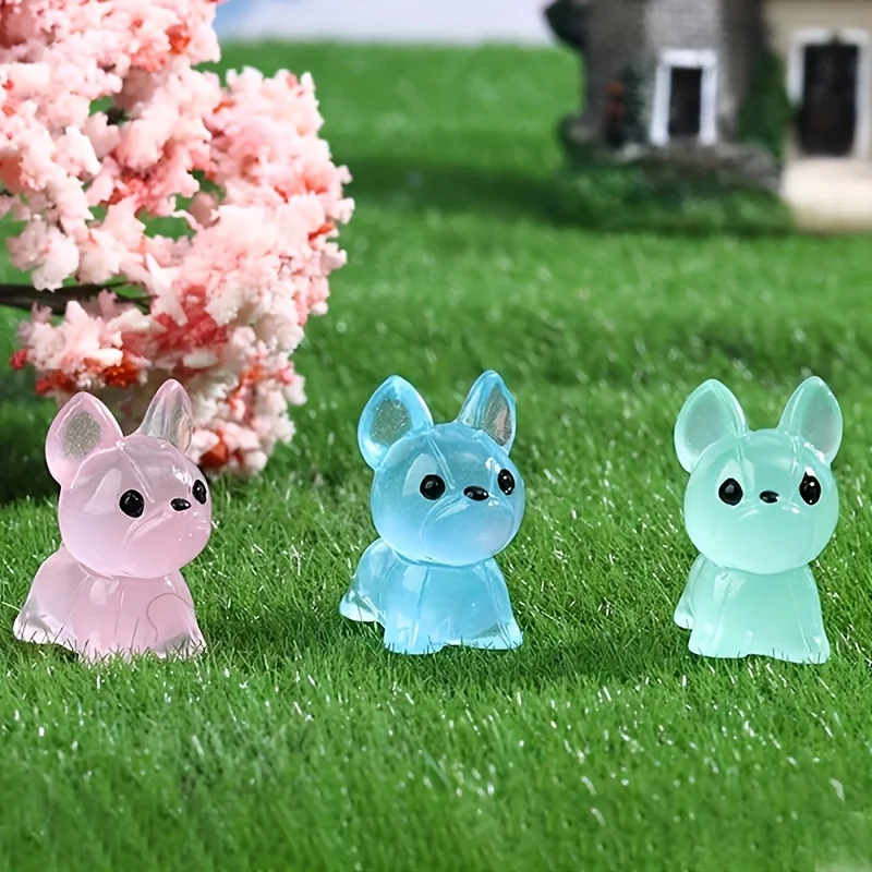 100/50pcs Glow in The Dark Tiny Mini Resin Dog Miniatures, Home Desk Fairy Garden Decoration, Micro Landscape DIY Craft Supplies