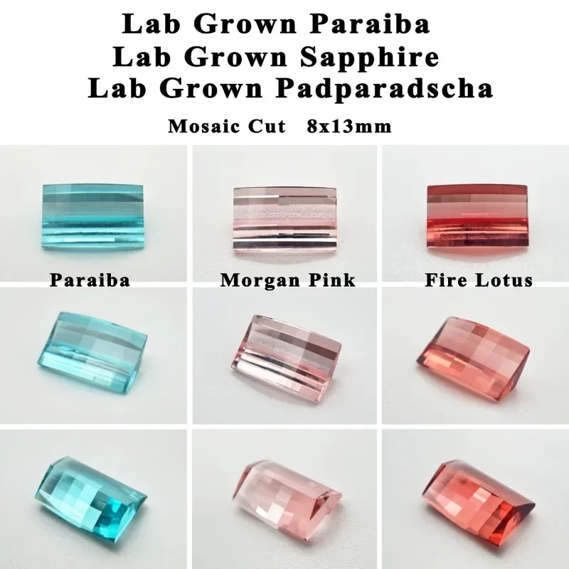 

Lab Grown Sapphire Rectangle Shape Mosaic Cut Charm Beads for Diy Jewelry Making Ring Selectable Certificate