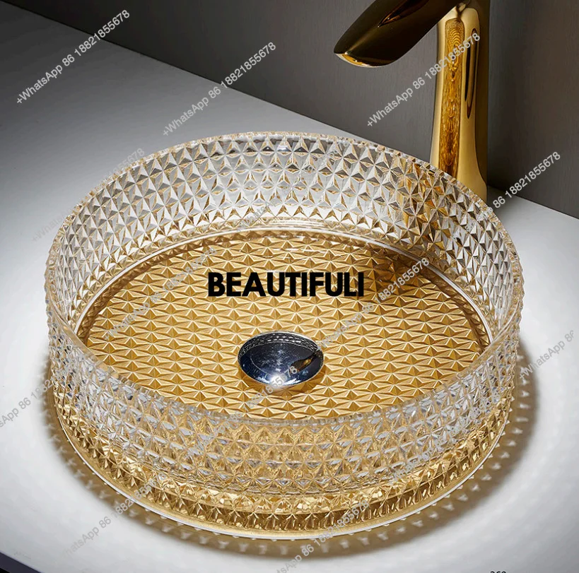 

Crystal glass countertop basin, glass basin, bathroom sink, washbasin, hotel countertop basin
