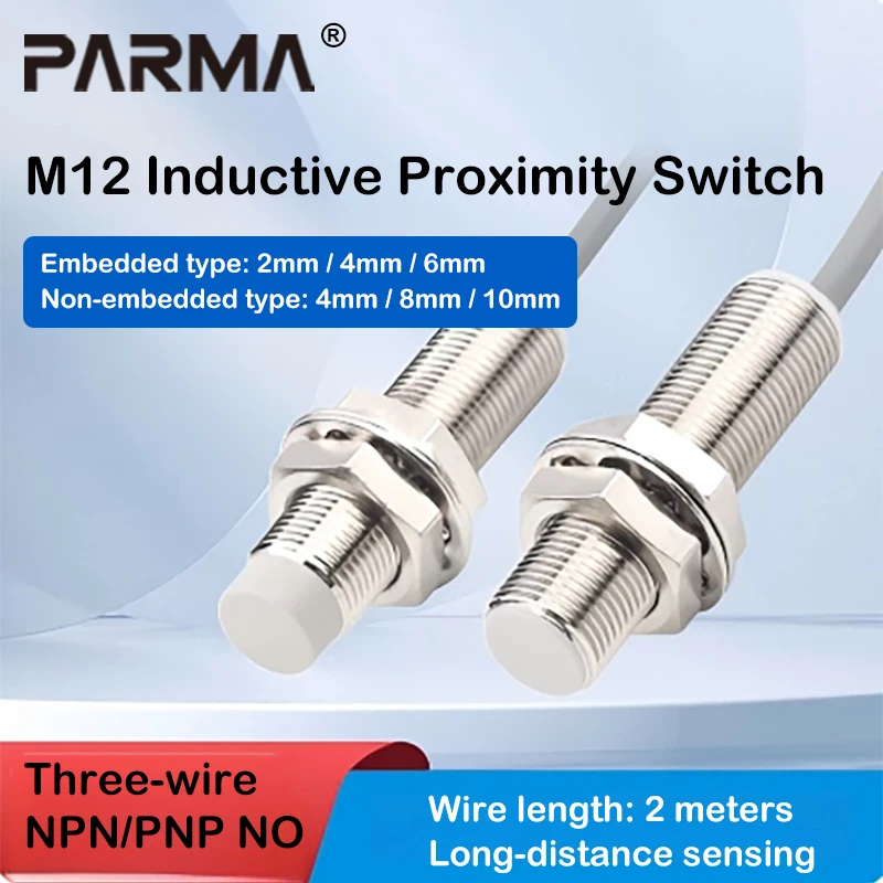 M12 proximity switch sensor - metal sensing, waterproof, shielded type, 12MM three-wire NPN/NO/24V