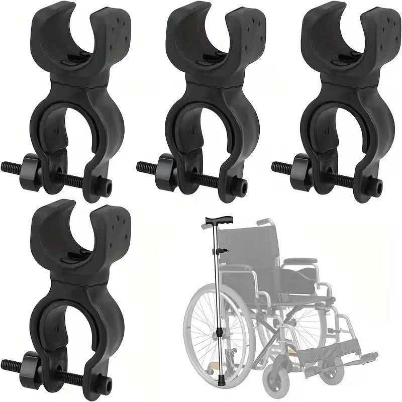 15PCS Universal Cane Holder for Wheelchair, Rubber Crutch Walking Stick Clamp Mount Bracket, Wheelchair Rollator Accessories