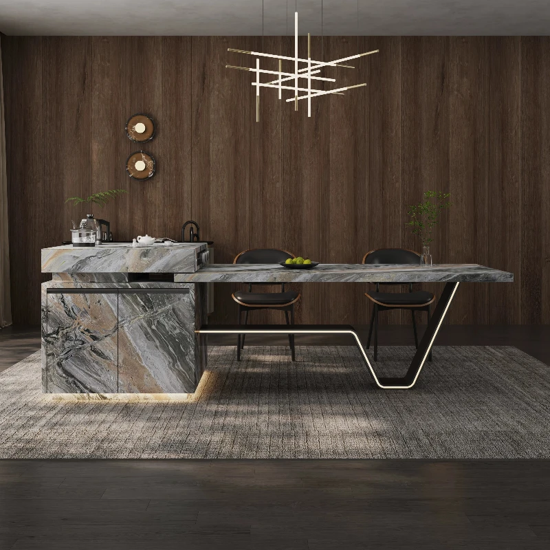 YJQ Italian light luxury island dining table integrated retractable high-end restaurant guide