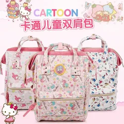 Sanrios Hello Kitty Mymelody Cartoon Pink Backpack Large Capacity Leather Waterproof Casual School Bag for Middle School Student