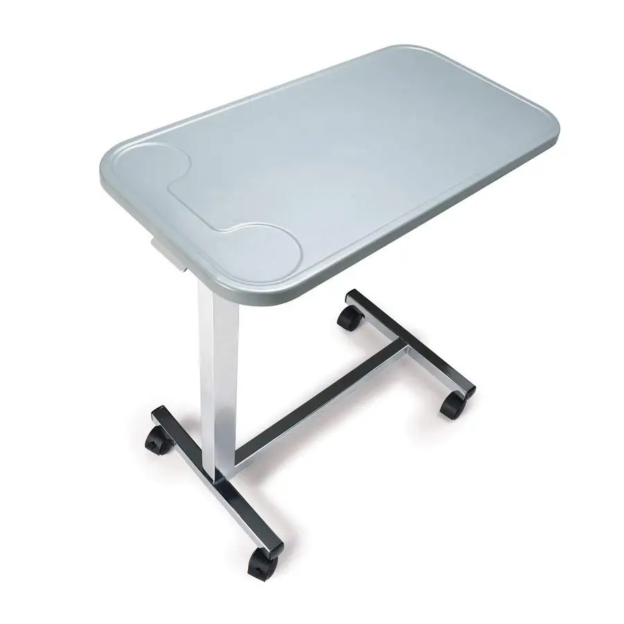 Modern Overbed Table with Wheels Height Adjustable Bedside Table for Home or Hospital Use, Grey