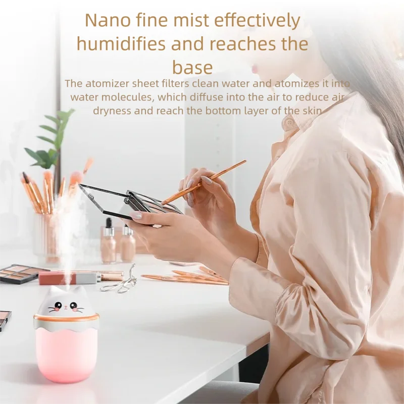Umidificador de animais de estimação fofo doméstico pequeno medidor de hidratação de ar quarto luz noturna purificador de ar do carro