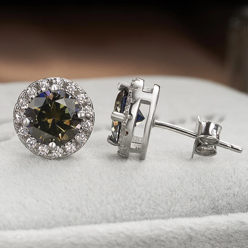 Joyce Kelly 6,5 mm 1 Karat bunte Moissanit-Ohrringe, Unisex, männlich, weiblich, S925-Sterlingsilber, funkelnder feiner Schmuck, Herren-Ohrstecker – Detail 12