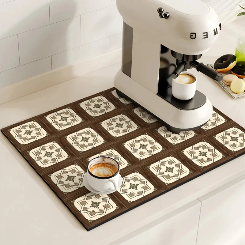 Kaffeemaschine Matte Retro Geschirr Trocknen Matten Für Küche Nicht-slip Ablassen Pad Schnell Trocknend Geschirr Tischset Geschirr Waschbar – Detail 9