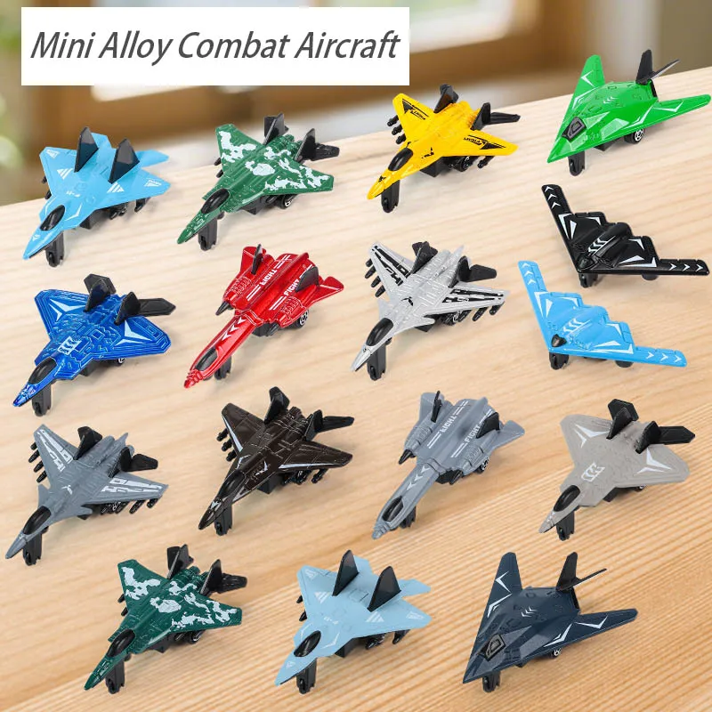 

2Pcs New Simulation Gliding Alloy Fighter Toy Mini Military Aircraft Model Children Inertia Aircraft Toy Desktop Ornaments Gifts