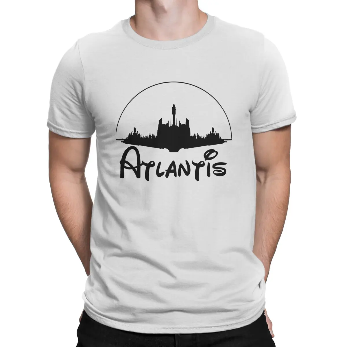 Stargate City T-Shirt for Men A-Atlantiss Vintage Pure Cotton Tee Shirt Crewneck Short Sleeve T Shirt Unique Clothes