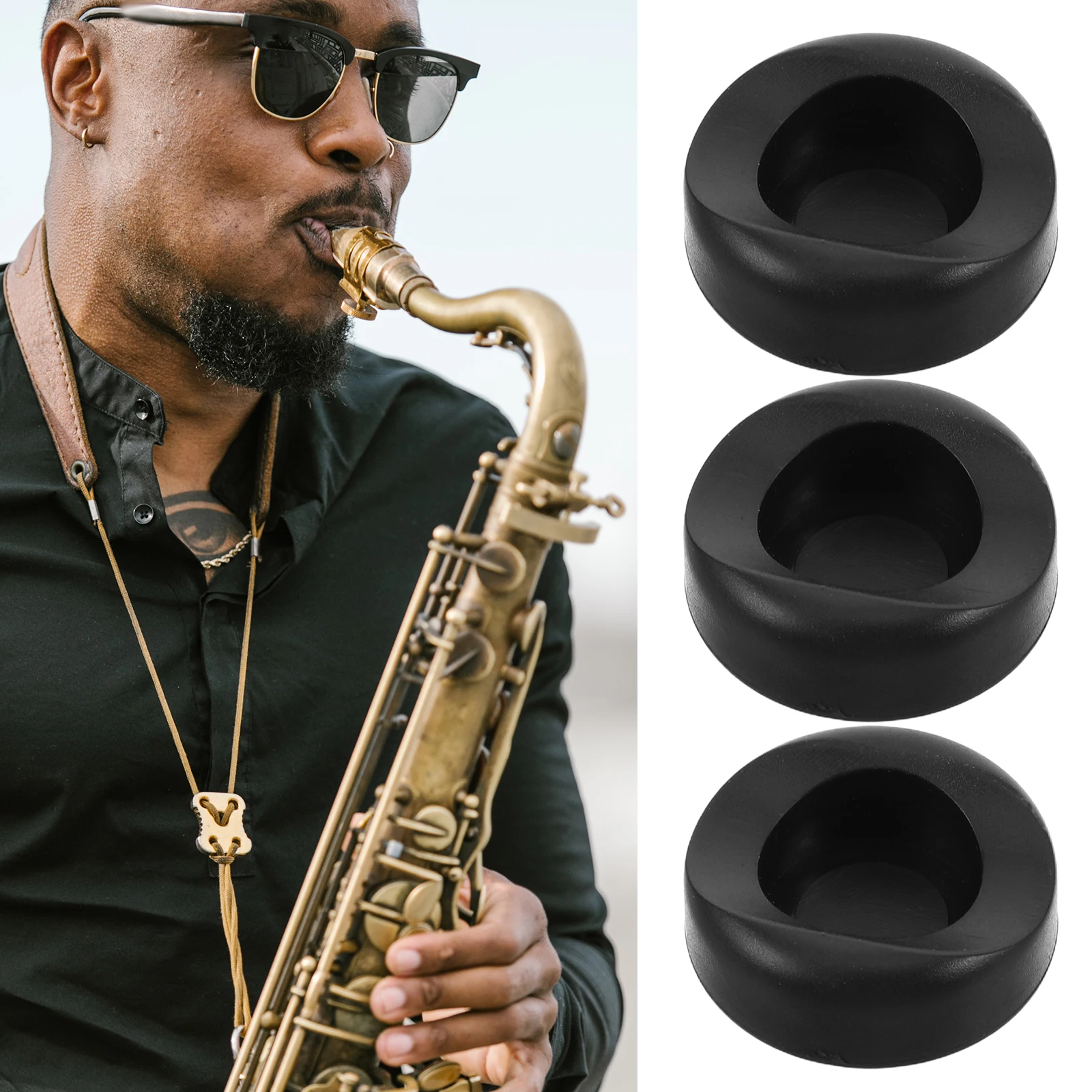 

5pcs Saxophone Thumb Snap Black Buckle Finger Rest Cushion Pads Alto Repair Accessories Instruments Thumb Pad Plastic Button