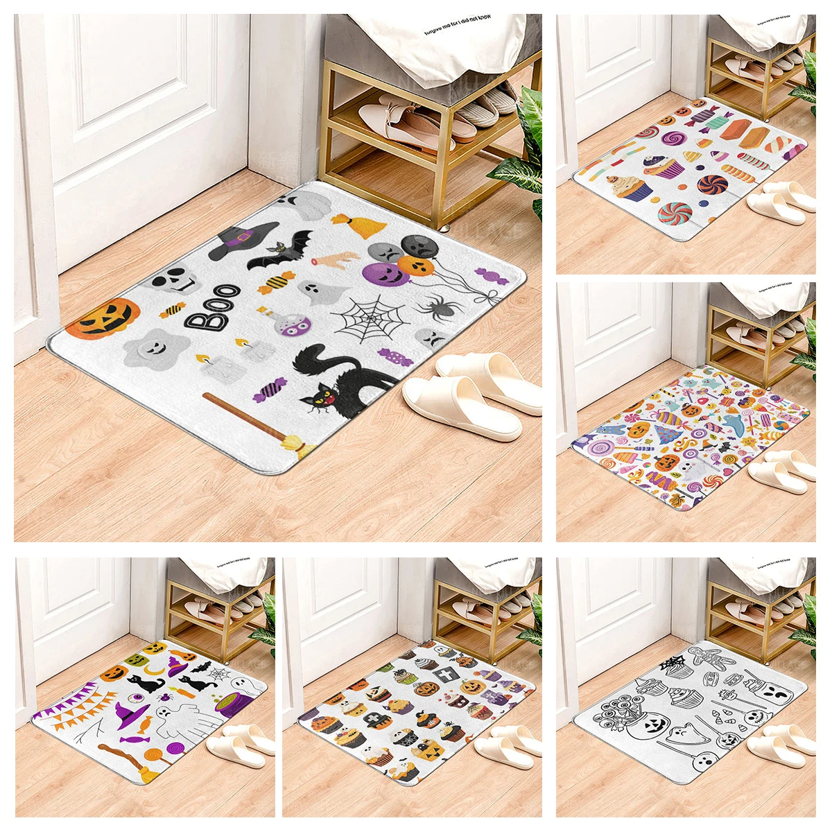 House entrance carpet Home door mat Living Room Bath Foot bathroom non-slip water absorption rugs bath Halloween Autumn Pumpkin