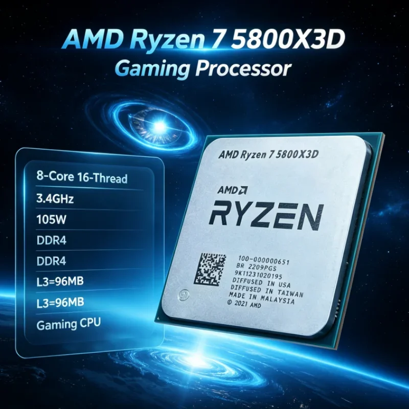 AMD R7 5800X3D 96 MB 7nm Ryzen 7 Gaming Processor 3.4 GHz 105W 8-Core 16-Thread DDR4 CPU Processor for Office
