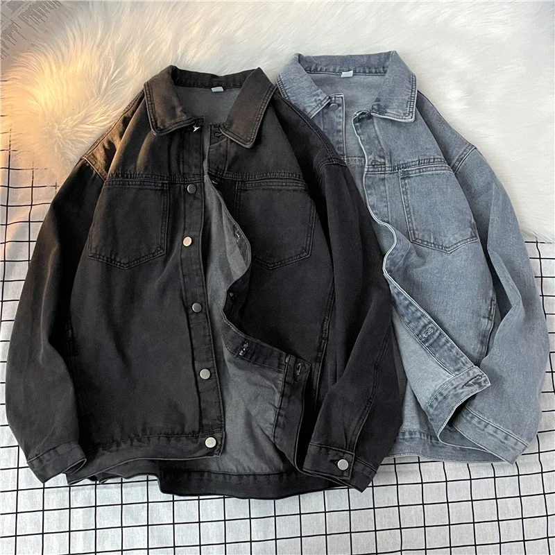 BF Style lavé Denim veste pour femmes surdimensionné décontracté couleur unie Jean manteau printemps automne Simple ample Jean vêtements d'extérieur