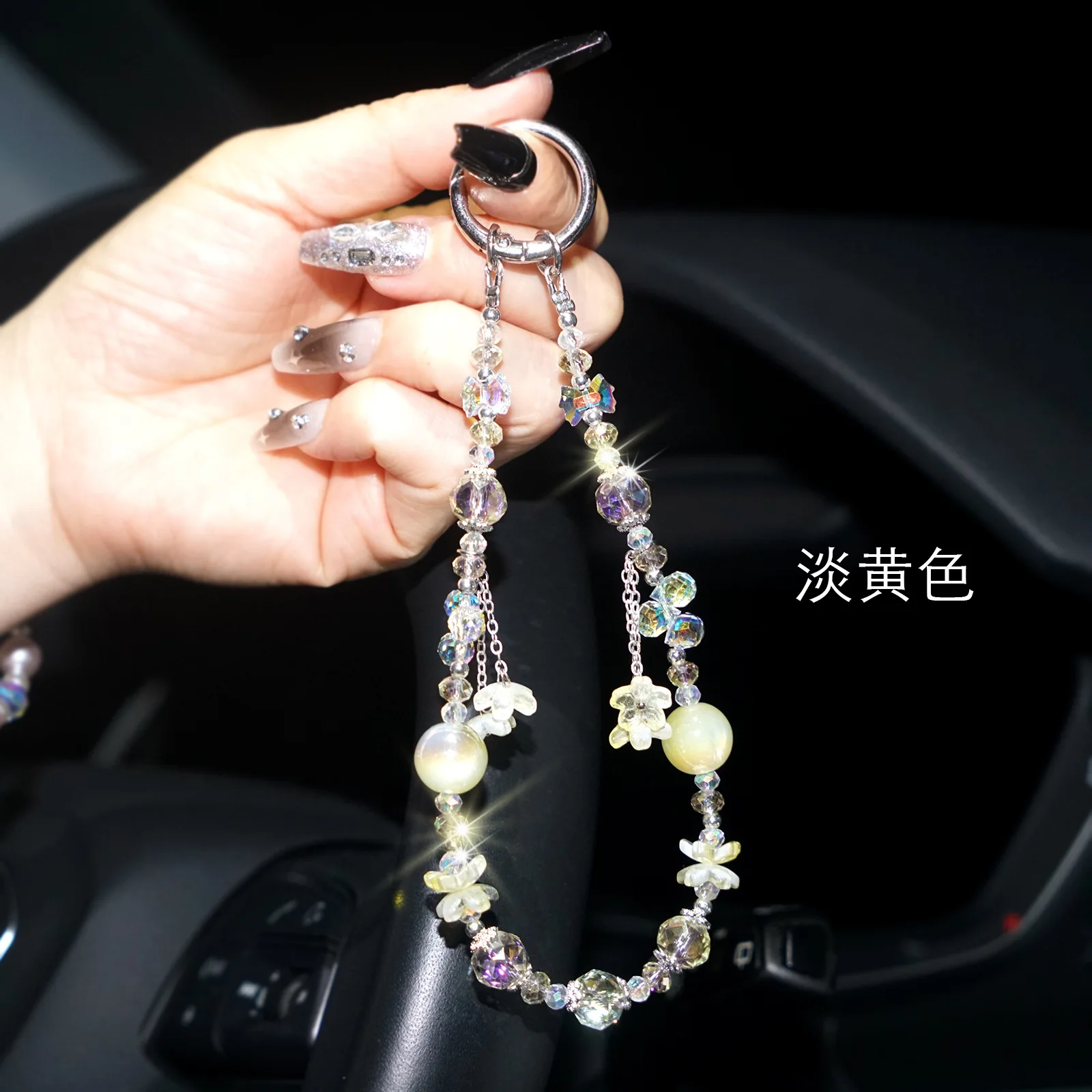 พู่ซากุระโซ่โทรศัพท์สวยงาม, จี้กระเป๋า, จี้เคสโทรศัพท์สั้น, โซ่ลูกปัดคริสตัล