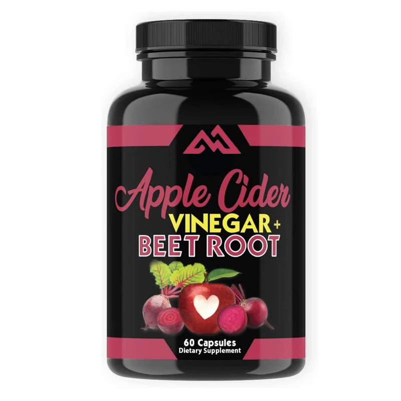 Apple cider vinegar+beetroot capsules, detoxifying, promoting nitric oxide+energy enhancer (60 capsules per bottle)