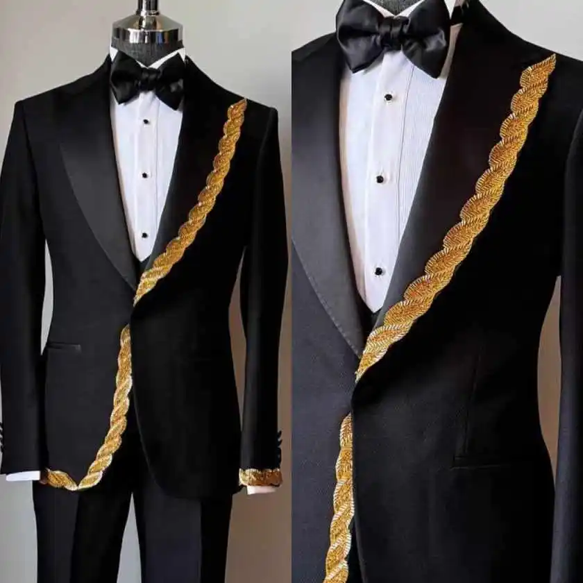 

Customized Glitter Rhinestones Men Suits Ropa Hombre Peaked Lapel Groom Tuxedos Diamond 2 Pieces Sets Male Party Prom Blazer