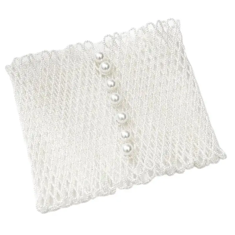 652F Cintura sottoseno scintillante Corsetto con perle intrecciate a catena larga