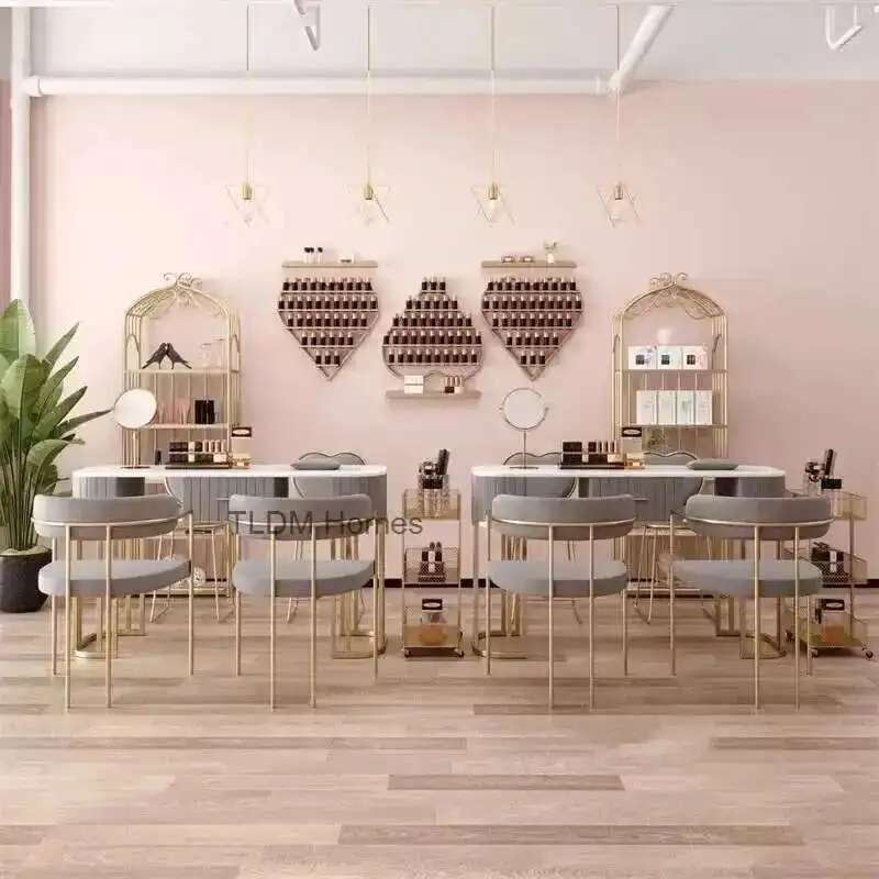 الحديثة طاولة مانيكير وكرسي مجموعة الحد الأدنى صالون الأثاث الفاخرة صالون تجميل طاولات الأظافر مكتب مانيكير المنزلية p