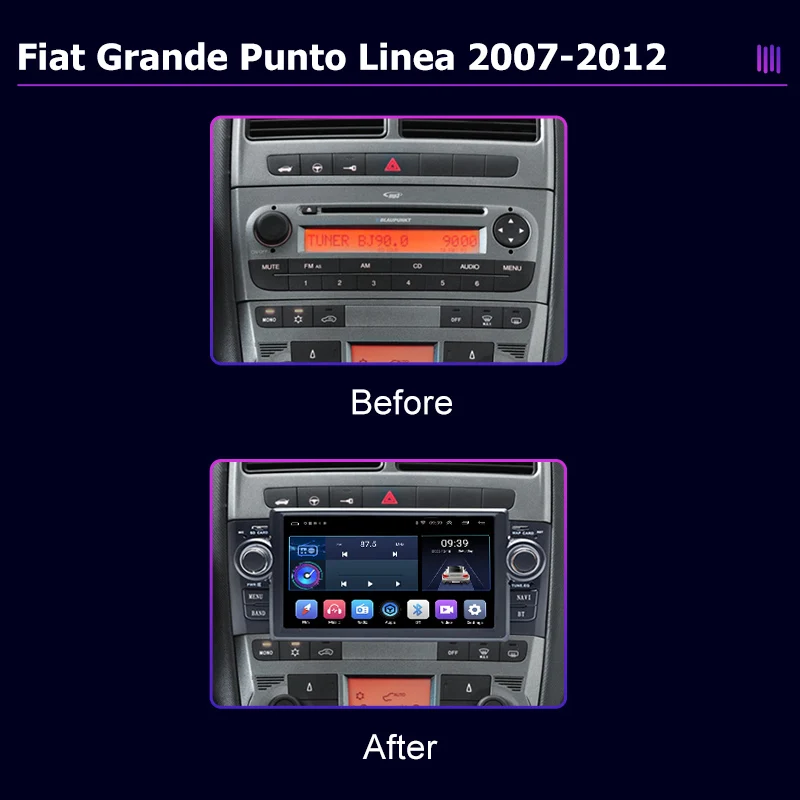 Android 11.0 Car Radio Video GPS Player For Fiat Grande Punto Linea 2007-2012 Multimedia Autoradio Stereo Video Navigation 2 Din