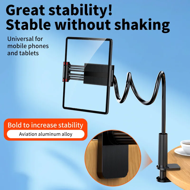 Gooseneck Phone Tablet Holder | 70cm/100cm Flexible Arm | Clamp-On Stand for Bed Desk | Universal 3.5-10.5 inch Device