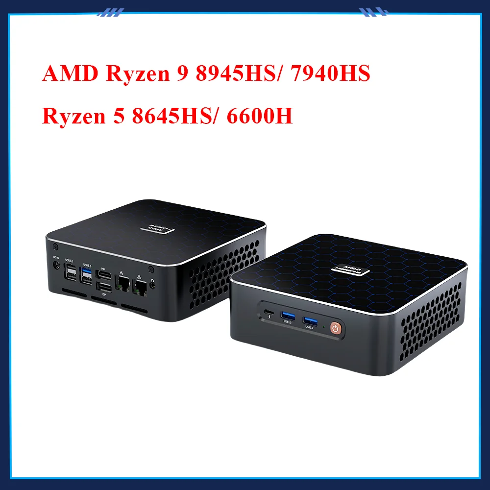 AMD Gaming AI Mini PC Ryzen 9 8945HS 7940HS 2 * DDR5 4800 MHz 2xPCIe4.0 2x2.5G LAN 2x8K Intel UHD HTPC WiFi6 BT5.2 Komputer stacjonarny