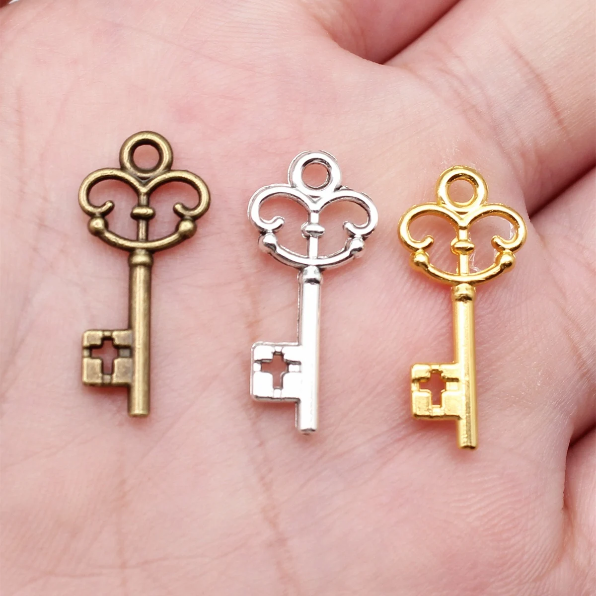 WYSIWYG 20pcs 10x23mm 4 Colors Trendy Key Charms Pendants For Jewelry Making DIY Jewelry Findings Jewelry Accessories
