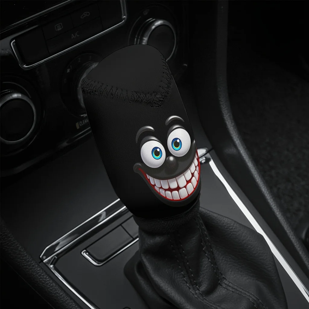 1pc, Theme Of Cheerful Smiley Face Pattern, Car Gear Shift Cover, Durable Fabric Car Shift Boot, Stylish, Dustproof, Easy To Ins