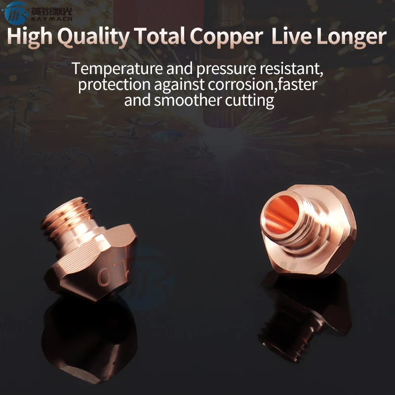 Raymach EBF M6 Laser Nozzle 3D Fiber Laser Tube Cutting Machine Parts Single Layer 1.0 1.2 Red Copper H10.5 Nozzle Factory Price