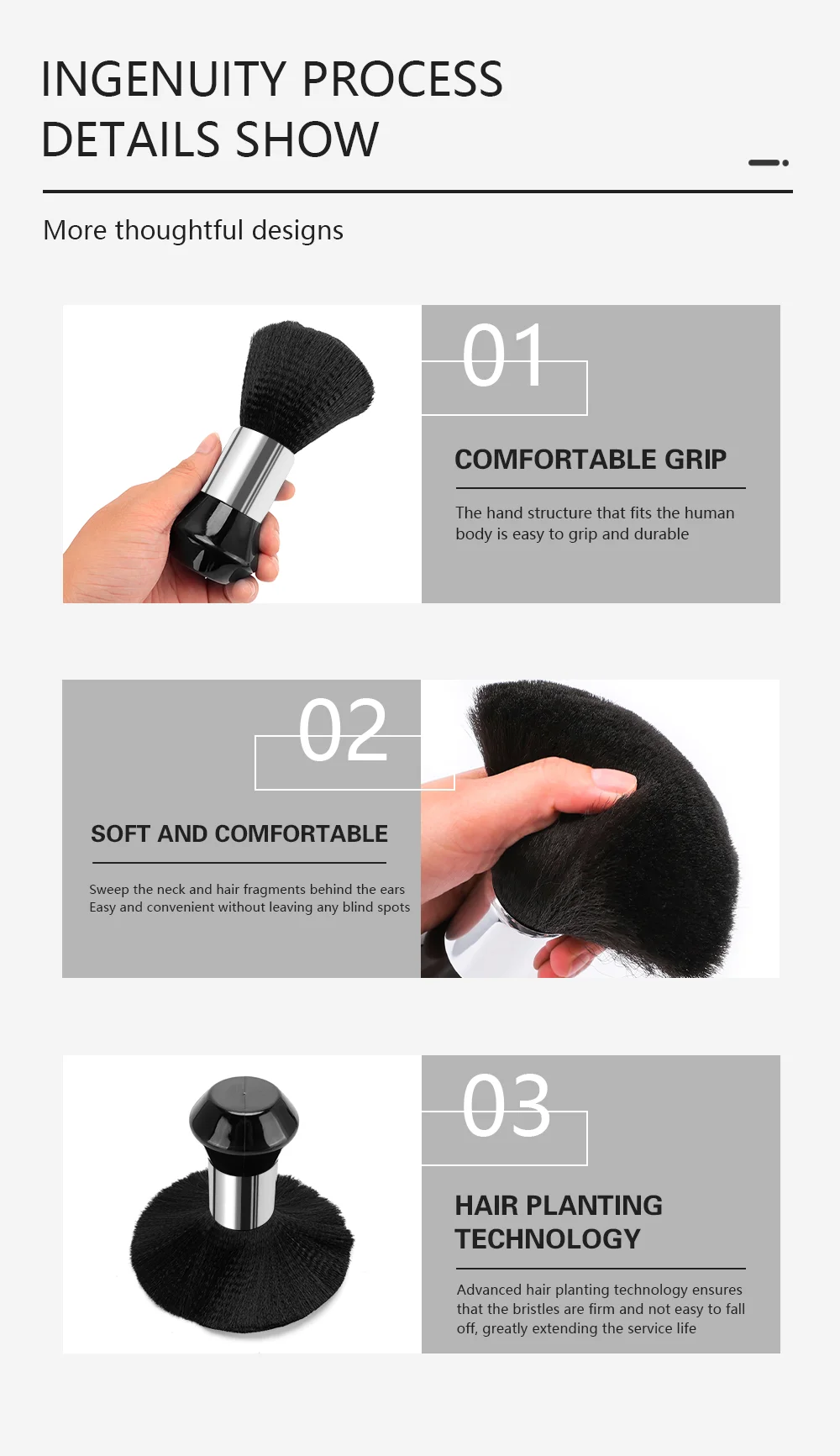 Professionelle Friseur-Haarbürste, multifunktional, für Hals, Gesicht, Staubwedel, Haarschnitt-Reinigung, weiche Styling-Werkzeuge für Salon, schnelles Haarschnitt-Reinigen – Detail 4