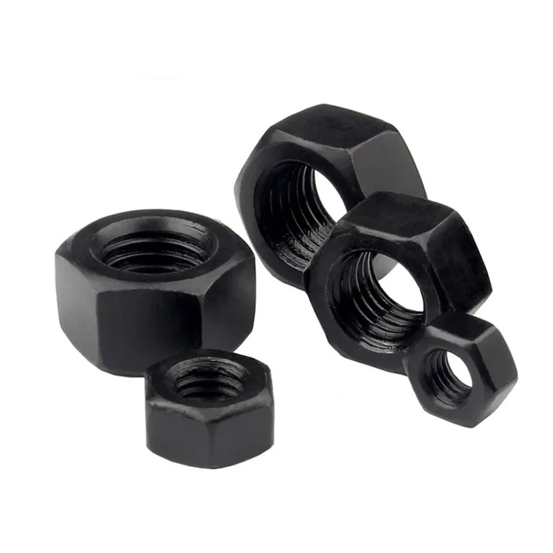 Black Hexagon Hex Nuts M2 M2.5 M3 M4 M5 M6 M8 M10 M12 M14 M16 M18 M20 M22 M24 M27 8.8 Carbon Steel Metric Hex Nuts